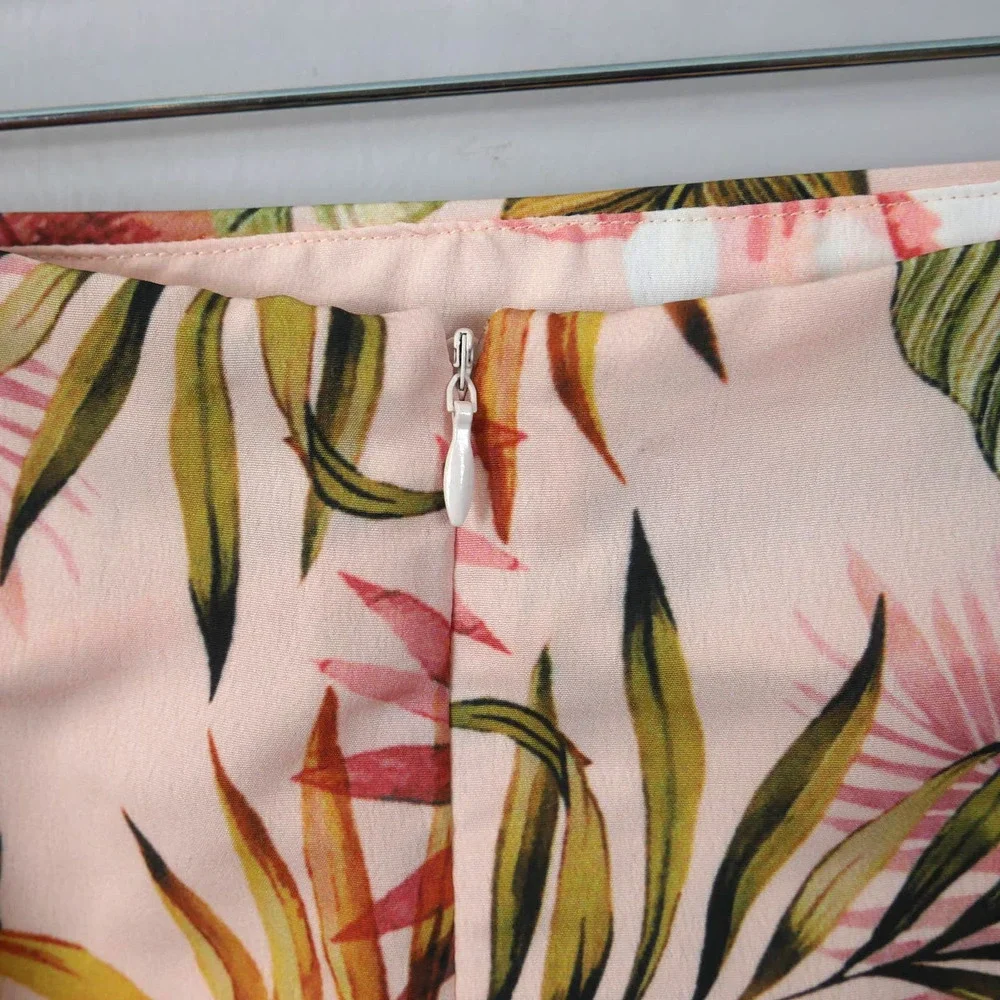 Lulus Mancini Blush Pink Tropical Print Ruffled Mini Skirt Medium